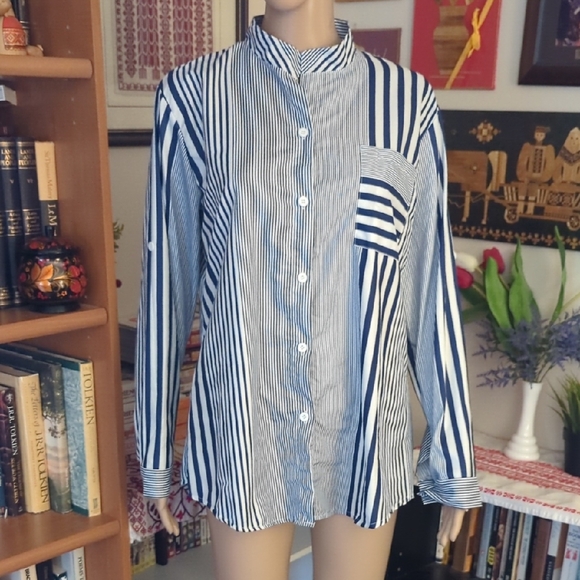 Striped Button-Up Shirt - Picture 1 of 8